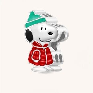 Peanuts Snoopy silver Charm w/ green beanie winter coat